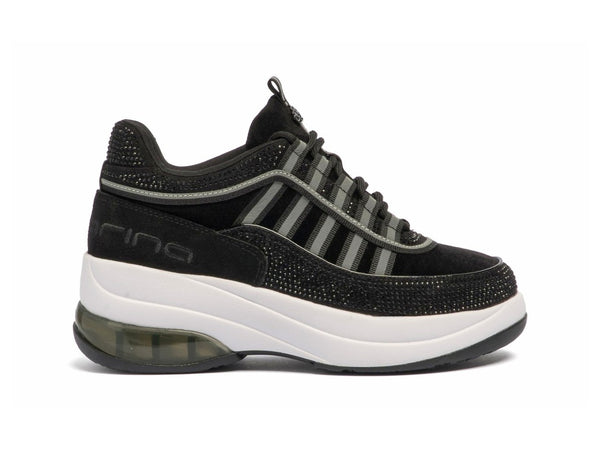 Fornarina Sneaker UP Nera con Strass e Platform
